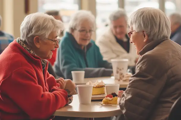 Ladies chatting over tea 6x4
